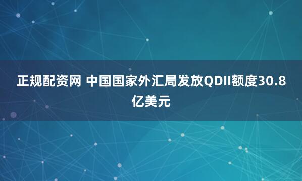 正规配资网 中国国家外汇局发放QDII额度30.8亿美元